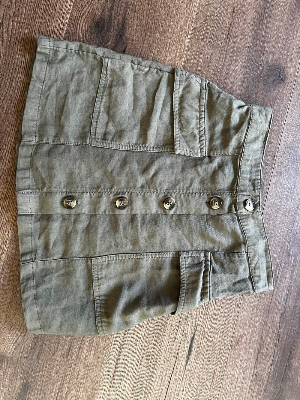 American Eagle XS Olive Green Utility Mini Skirt Button Front Pocket A-Line
